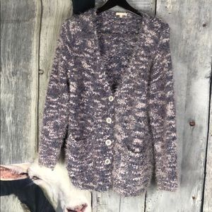 Morning Apple Women Fuzzy V Neck Sweater Sz Large